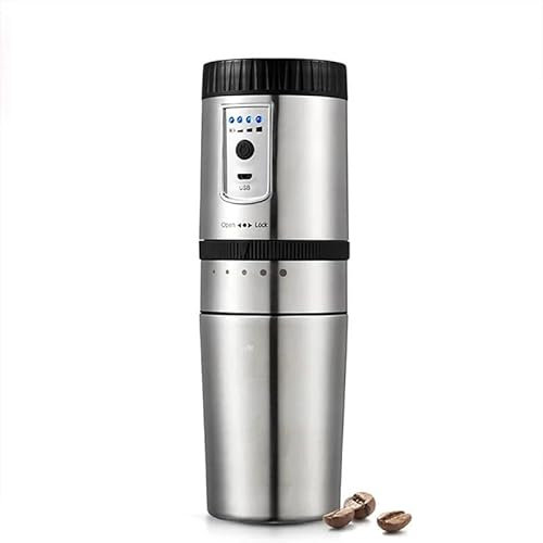 Cafetière portative, Cafetière portable for voiture multifonction Mini machine à café expresso Moulin à café électrique Recharge USB en acier inoxydable ,Parfait pour le camping, la randonnée, le cami
