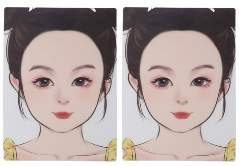 2pcs Tableau de Pratique de Peinture de Visage, Tableau de Pratique de Peinture de Visage coloré Réutilisable Peinture Maquillage Excersize Modèle Stade Maquillage Outil de (Visage Frontal de Fille)