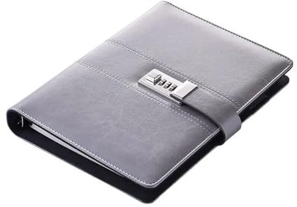 YMYGCC A5 Binder Spiral Notebooks und Journals Tagebuch mit Schloss Passwort Agenda Office Bussiness Notebooks Schulmaterial(Grey)
