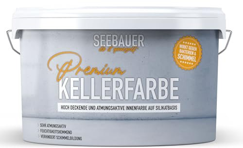 SEEBAUER diy Kellerfarbe für Innen 5L - Abwaschbare Innenfarbe Weiß - Atmungsaktiv und Umweltfreundlich