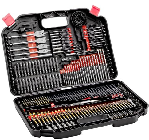 VEVOR 246 PCS Juego de Brocas Juego de Brocas para Taladro y Destornillador con Estuche de Transporte, Juego de Brocas para Destornillador Adecuadas para Taladrar y Atornillar Madera, Metal, Cemento