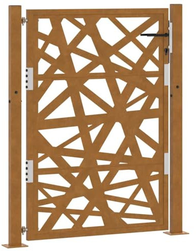 vidaXL Porte de jardin acier résistant aux intempéries design lumière, porte de clôture, porte extérieure, porte en métal, porte de sécurité