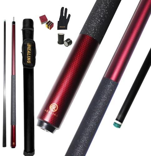KHEALING Billardqueue aus Karbonfaser, 12,5 mm Kopf, gute Zähigkeit, professioneller Pool-Queue, 147,7 cm Queue, geeignet für Billardzimmer und Home Entertainment