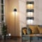 Homefire Stehlampe Wohnzimmer LED Dimmbar Stehleuchte - Schwarz Standleuchte Modern USB Akku Steh lampe mit 3 Farbtemperaturen 3000K-6500K für Schlafzimmer Arbeitszimmer und Büro
