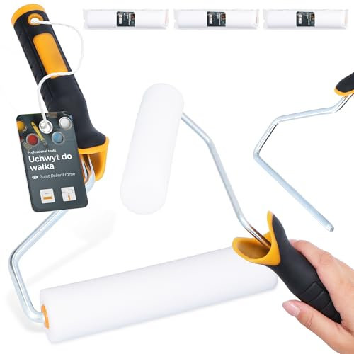 3x Rouleau Mousse 15 cm Remplacement Idéal Peinture Vernis Teinture Kit Support Outil Polyvalent Projets Rénovation Maison Professionnels Haute Densité