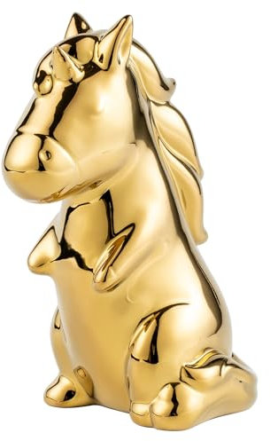 TQUPT Einhorn-Statue, goldfarbene Keramik-Einhorn-Ornament-Figur, Einhorn-Statue, Geschenk für Freunde, Familie zum Geburtstag, Urlaub, Jahrestag und Partygeschenk, Heim- und Bürodekoration, 1 Stück