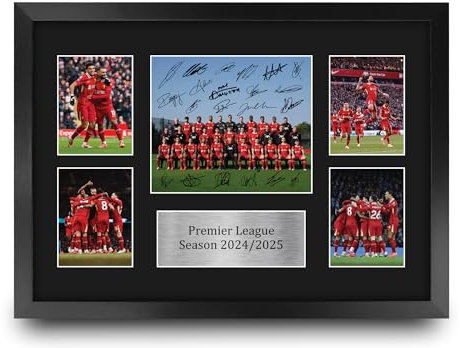 HWC Trading Liverpool 2025 Champions Gift Premier League Season 24-25 Winners Printed Memorabilia Signed Autograph Photograph Display for Football Fans and Supporters - A3 Framed
