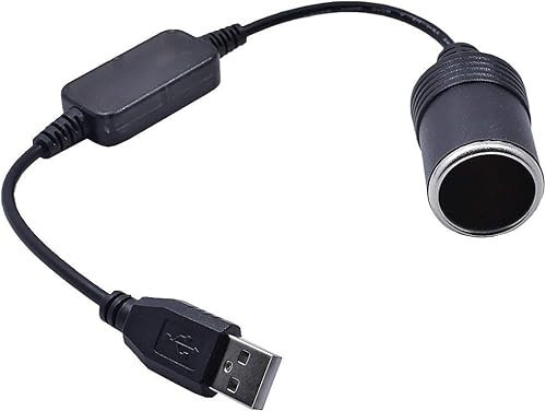Black USB A Male to 12V Car Cigarette Lighter Socket Converter Cable, Cigarette Lighters Parts