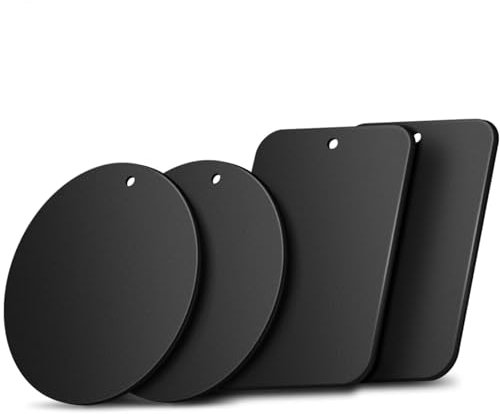 4 Pcs Adhesive Metal Plate, Metal Plate for Magnetic Phone Holder, Phone Magnet Sticker, Universal Thin Metal Plates Replacement Accessory Kits for Magnetic Car Phone Holder (2 Round and 2 Rectangle)