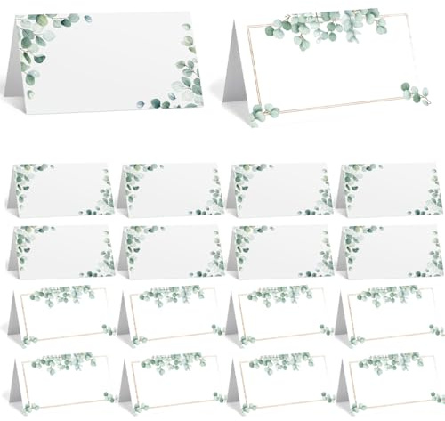 KEWUF 50 Pcs Tischkarten mit Elegantes Design Schön dass du da bist Tischdekoration Namenskarten zum Beschriften Platzkarten für Hochzeit Geburtstag Konfirmation Kommunion Taufe Feier usw