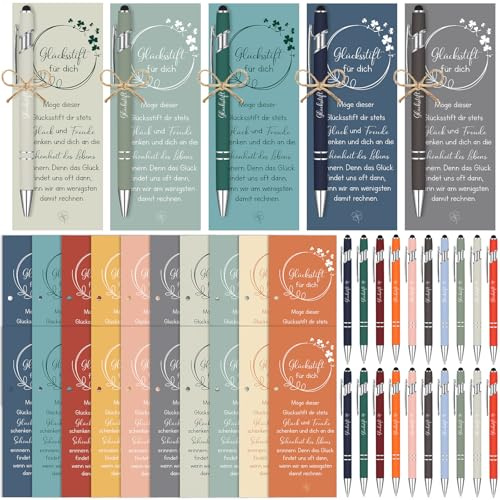 Nezyo 20 Sets Dankeschön Geschenke mit Kugelschreiber für Kollegen, Glück | Lesezeichenkarte, Zur Wertschätzung der Mitarbeiter, Für Team, Pflegekräfte, Lehrer, Freunde und Mitarbeiter