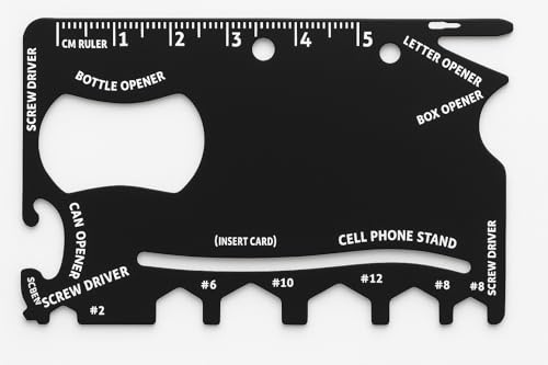 SKYTE® 18 in 1 Stainless Steel Wallet Hero Tool Multi Credit Card Stainless Steel - Inspiring Camping Accessories, Can Opener & Card - Gadgets Wrench Screwdriver Phone Slot