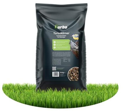 Vogelfutter Wildvögel Ganzjährig, 10kg Vogelfutter mit Sonnenblumenkernen, 100% pflanzlich, nährstoffreiches Ganzjahresfutter für gesunde und energiereiche Gartenvögel, Vitalmix, Turbokörner