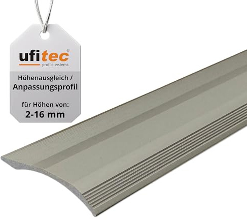 ufitec Übergangsprofil selbstklebend, Übergangsleiste Höhenausgleich bis 16 mm aus Aluminium, Anpassungsprofil 40 mm x 100 cm Höhenausgleichsprofil (Bronze Hell, 270 cm)