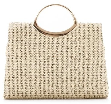 HomKuch Women Summer Straw Clutch Purses Woven Beach Bag Vacation Wedding Shoulder Handbags