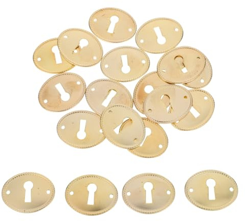 SHINEOFI Lot de 20 Plaques Ovales en Fer Vintage Or pour Cache-trou de Serrure, Décoration Élégante pour Bureau et Meuble, Restauration et Protection des Imperfections