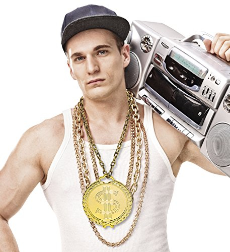 Panelize Hip Hop Rapper-Schmuck 90er Jahre Kette mit riesigem Amulett Prollschmuck Macho