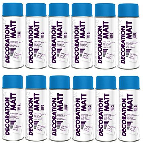 Fahrzeugteile Hoffmann 12er Sparpack DC Lackspray matt 400ml nach RAL freie Farbauswahl (12 Dosen in himmelblau MATT RAL 5015)