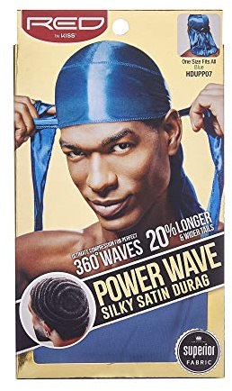 Red By Kiss Power Wave Silky Satin Durag Extra Long Tails, Blue