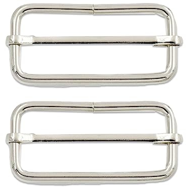 Trimming Shop 50mm Triglide Slider Buckle Metal Adjustable Durable Lightweight Slide Buckle for Webbing Straps, Backpack, Fasteners Strap, Pet Collars and Bag Accessories, Silver, 2pcs