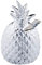 10 x Spardose Ananas, Dekofigur, Sparschwein mit Schloss, 2 Schlüssel, Keramik Sparbüchse, H x D 16 x 9 cm, Silber