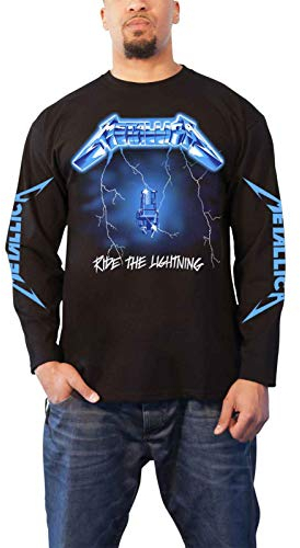 Metallica T Shirt Ride The Lightning Band Logo Official Mens Black Long Sleeve L