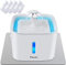 Parner Fontaine d'eau Chat Chien Fleur Filtre, 2.5L Fontaine Automatique avec Filtre Ultra-Silencieuse en Forme de Fleur en Résine Abreuvoir Filtre Fontaine (Gris avec fenêtre de Niveau d'eau)