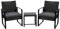 Yaheetech Salon de Jardin Exterieur 2 Fauteuils et 1 Table Basse en Poly Rotin et Métal Mobilier Fauteuils de Jardin pour Balcon/Bar/Bureau Noir/Gris