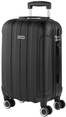 ITACA - Maleta de Cabina 55x40x20 - Maletas De Viaje Cabina Rígidas Trolley con 4 Ruedas Dobles para Avion Ligera Equipaje De Mano Candado de Combinación. Compatible Ryanair, Negro
