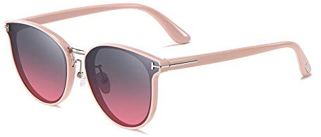 GEBZSM Fashion Round Polarised Sunglasses for Women UV400 Protection Pink Lens Acetate Frame Ladies Sunglasses for Driving Travel Outdoors Pink Lens