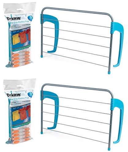Beldray COMBO-6050 6-Bar Radiator Clothes Horse Airers with 48 Pegs, Airers Hold up to 3 KG