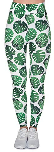XRHYJW Yoga-Hose Frauen Hohe Taille Legging Monstera Weiß Druck Leggings Mode Fitness Frau Hosen