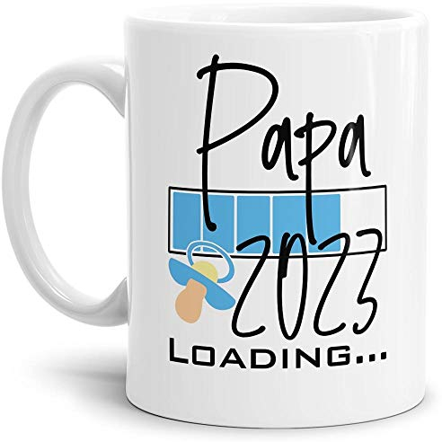 Tasse - Loading Du wirst Papa 2023 - Geschenk/Endlich Schwanger/Schwangerschaft/Babynews - Weiß