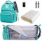 SNDMOR Wickeltasche Rucksack, wickelrucksack mit bettfunktion Großer, Multifunktionale Diaper Bag Mit Wickelunterlage, Kinderwagen-Haken, Geeignet für Mama und Papa (Mintgrün)