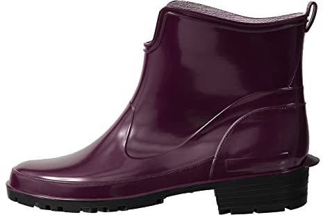Ladeheid Stivaletti Donna in Gomma PVC Stivaletti Impermeabili da Donna Stivali Corti Eleganti in Gomma per la Pioggia per la Primavera e l'Autunno LA-930 (Rosso Vinaccia/Nero 39 EU)