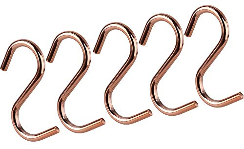 Gedotec S-Haken brüniert für Küchen-Utensilien - Tücher - Kleidung | Universal Haken für 16 mm Rohr-Ø | Metall-Haken für Kleider-Schrank | 5 Stück - Kleiderhaken für Relingstange zum Aufhängen
