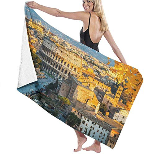 Strandtücher Mikrofaser,Blick Auf Das Kolosseum In Rom,Italien Großes Badetuch Leichtes Strandtuch Perfekt Für Familienhotels Reisen Schwimmen Fitness Sport
