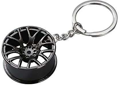 MoreChioce Auto Radnabe Schlüsselanhänger, Multifunktional Zinklegierung Felge Schlüsselhalter Anhänger Auto Schlüsselring Dekoration Schlüssel Organizer,Schwarz