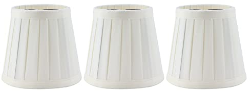 3 Stück Lampenschirme, Kleiner Lampenschirm E14 Stoff Lampenschirm Clip On Lampenschirme für Tischlampe Kerzenleuchter - 4,7 x 4,3 x 3,1 Zoll, Weiß