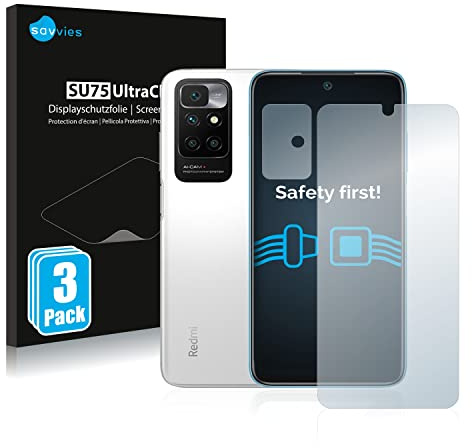Savvies Schutzfolie für Xiaomi Redmi 10 | (Display+Kamera) 6 Stück Transparenter Displayschutz Made in Germany Ultra-Klar Displayschutz-Folie