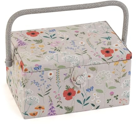 Hobby Gift Medium Näh-Aufbewahrungsbox, Holz/Stoff, Wildblumen
