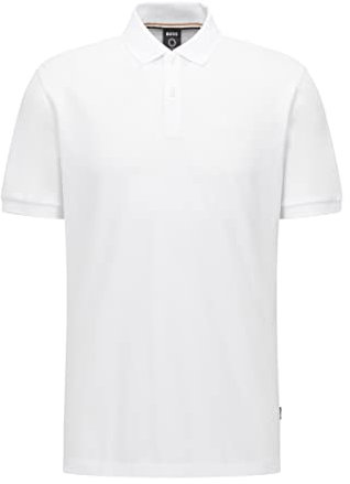 BOSS Herren Pallas Pallas Poloshirt aus Baumwoll-Piqué mit Logo-Details Weiß 5XL