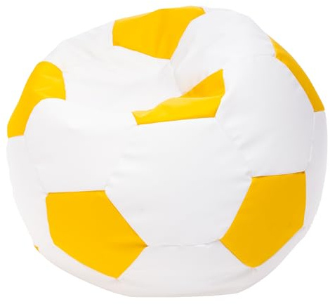Ecopuf Sitzsack Ball - Bean Bag Ball - Sitzsäcke fur Gaming Sack - Zubehör für Fussball Kinderzimmer - Öko-Leder - 105x80cm, Zitronengelb E18