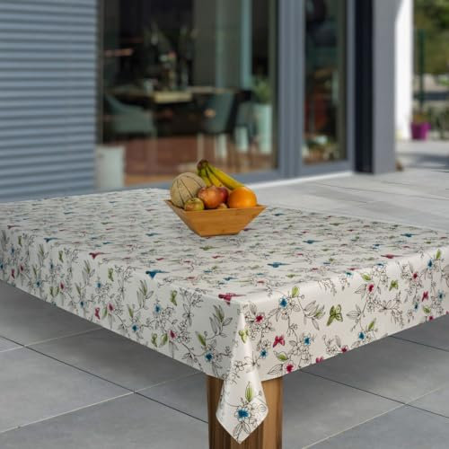 laro Wachstuch-Tischdecke Abwaschbar Garten-Tischdecke Wachstischdecke PVC Plastik-Tischdecken Eckig Meterware Wasserabweisend Abwischbar G03, Muster:Blume Schmetterling, Größe:110x140