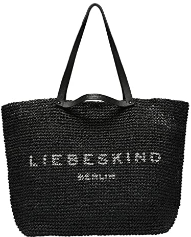 Liebeskind Berlin Aurora Raffia Shopper, Large (HxBxT 55cm x 36cm x 22cm), Black