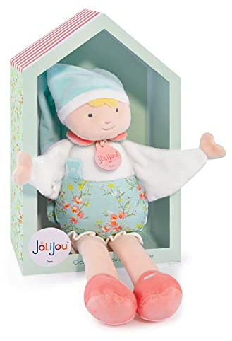 Jolijou - Les Petit Guilis – Kuscheltier in Mandelfarbe – Blau – 30 cm – Geschenk zur Geburt – schöne Geschenkbox – JJ6046