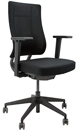 viasit Newback All Black ergonomischer Bürodrehstuhl, Bürostuhl mit Netzrücken und Verstellbarer Lordosenstütze