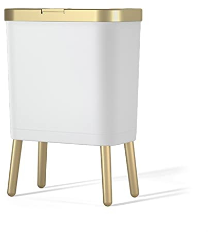 HIHELO Poubelle Poubelle de Luxe de Luxe de Luxe for la Salle de Bain Cuisine Creative Foot Pieds Poubelle en Plastique avec Couvercle, 15L, 2 Couleurs Poubelle de Cuisine (Color : Bianco)