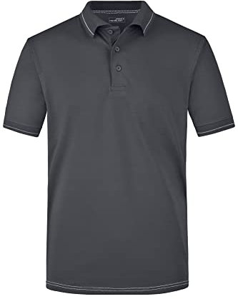 James & Nicholson Herrenpolo Elastic - Sportlich geschnittenes Poloshirt mit Frischeausrüstung | Farbe: graphite/white | Grösse: XL
