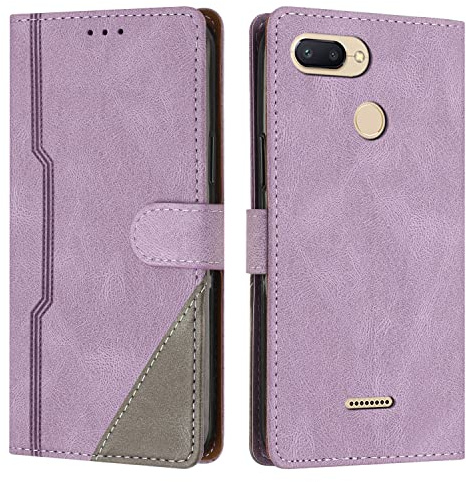 Radoo Kompatibel mit Xiaomi Redmi 6 / 6A Hülle, PU Leder Handyhülle [Stand Feature] [Kartenfachr] [Magnetic Closure Snap] Schutzhülle Klappbar Flip Case Cover für Xiaomi Redmi 6 / 6A (Lila)